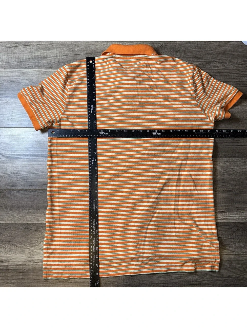 Vintage Polo Jeans Co Ralph Lauren Orange Striped Polo Shirt Y2K USA Flag size M